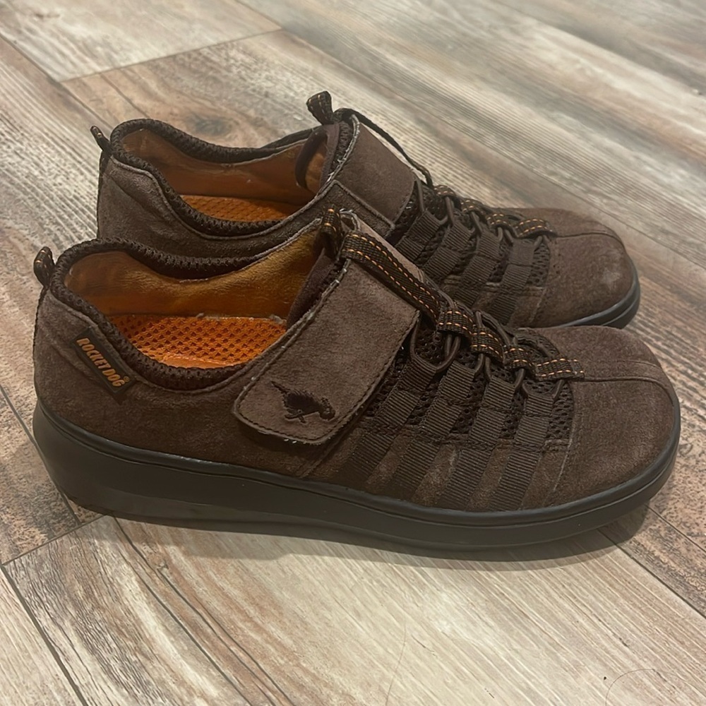 Rocket Dog Stoker Nubuck Dark Brown Slip On Sneaker Shoes Size 7 Velcro Strap